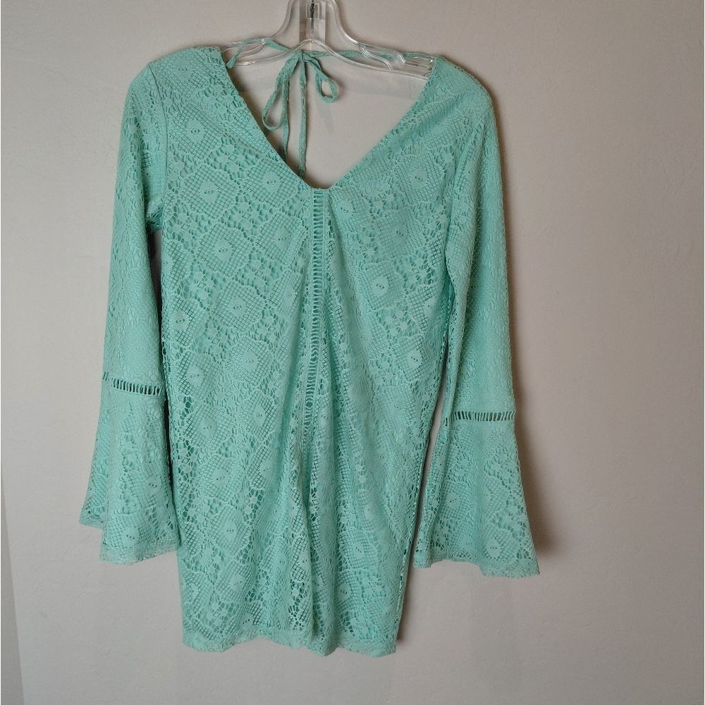 Francescas Alya new NWT lace minty green dress Bell Sleeves XS